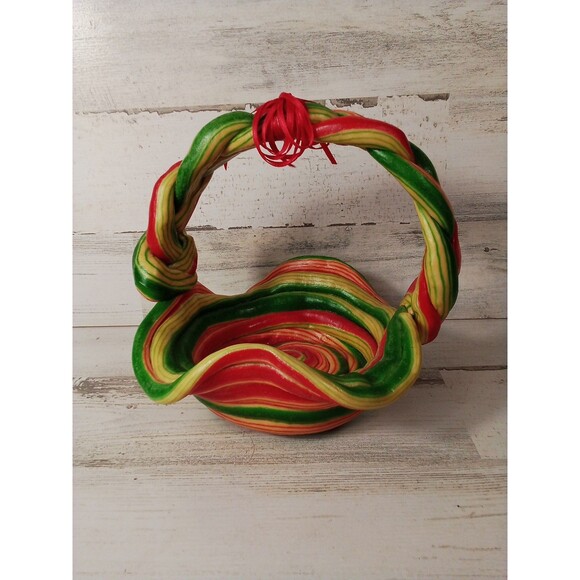 Hard Plastic Multi  Color Braided Funky Cool Basket Beautiful Decor - Picture 5 of 16
